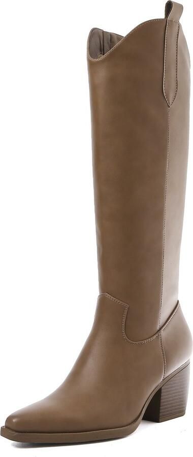 Weloveshoes SmileFavorites® Laarzen met Hak Imitatieleer Khaki - Foto 3