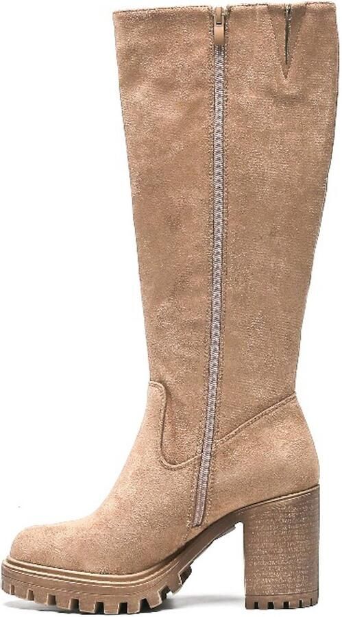 Weloveshoes Smile Favorites Dames Laarzen met Hak Khaki Suedine - Foto 2