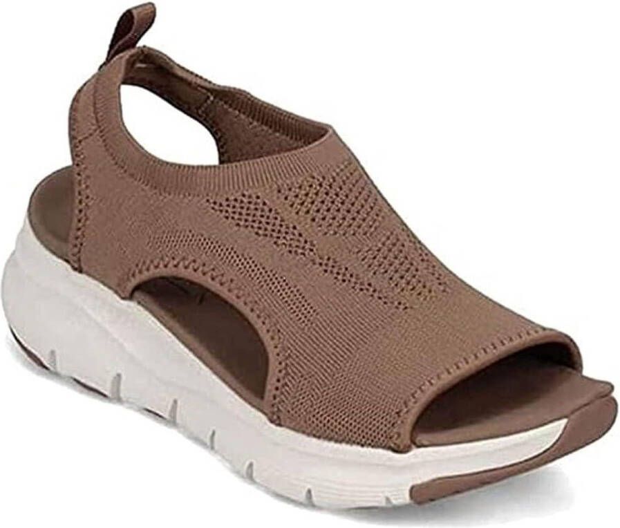 Smoakez Orthopedische damessandalen met hielbandje en zachte zool Comfortabele sportsandalen Ademend gebreid design Casual schoenen met mesh