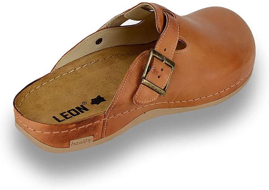 SnelShoppen LEON 707 Lederen Klompen Muiltjes Pantoffels Schoenen Bruin voor Thuis Tuin Keuken en Vrije Tijd