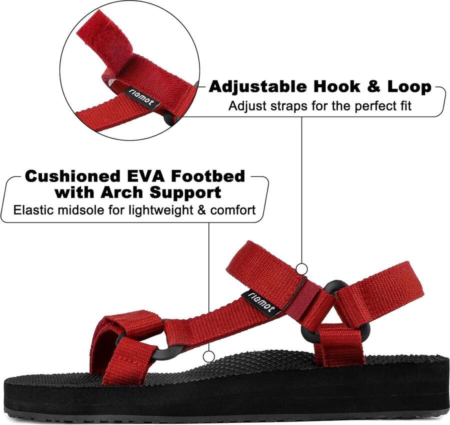 SnelShoppen Lichte Sportsandalen voor en Comfortabele Platte Zomerschoenen Ade d Zwart Rood Grijs Ideaal voor Vrije