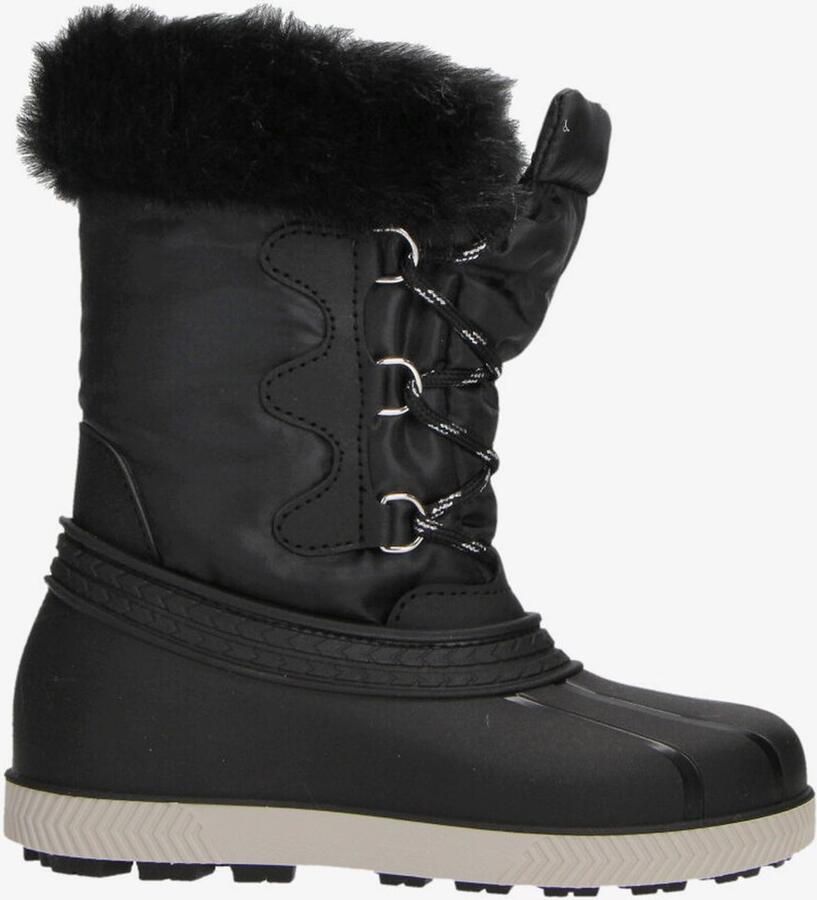 Snowfun gevoerde kinder snowboots met imitatiebont zwart Moonboots