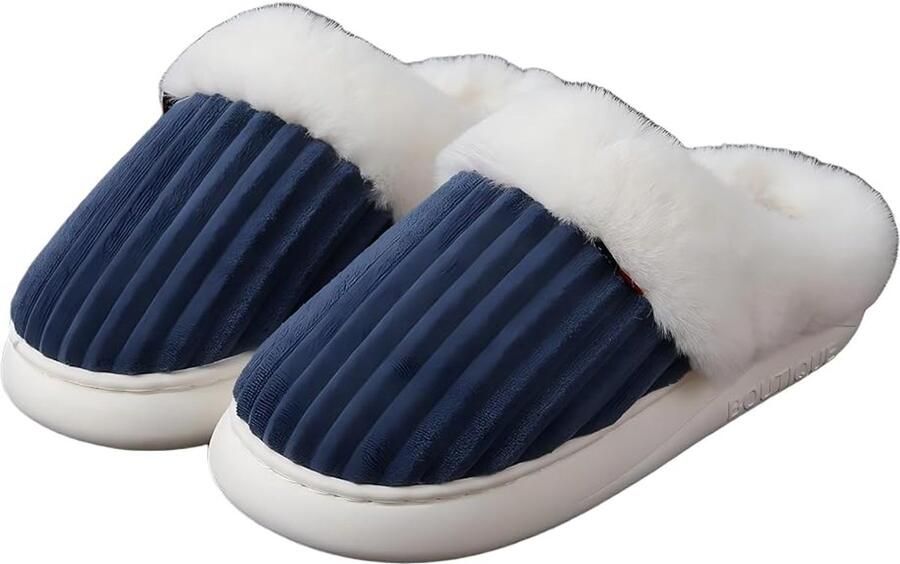 SNQ Unisex Winterpantoffels voor en Warme en Comfortabele Cloud Huisschoenen Casual voor Binnen en Buiten Voetlengte Marineblauw