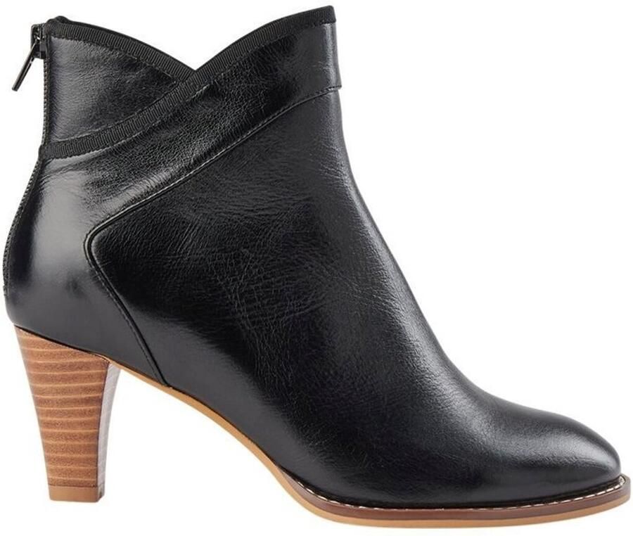 Sofie Schnoor Zwarte leren laarzen met contrasterende hak Black Dames