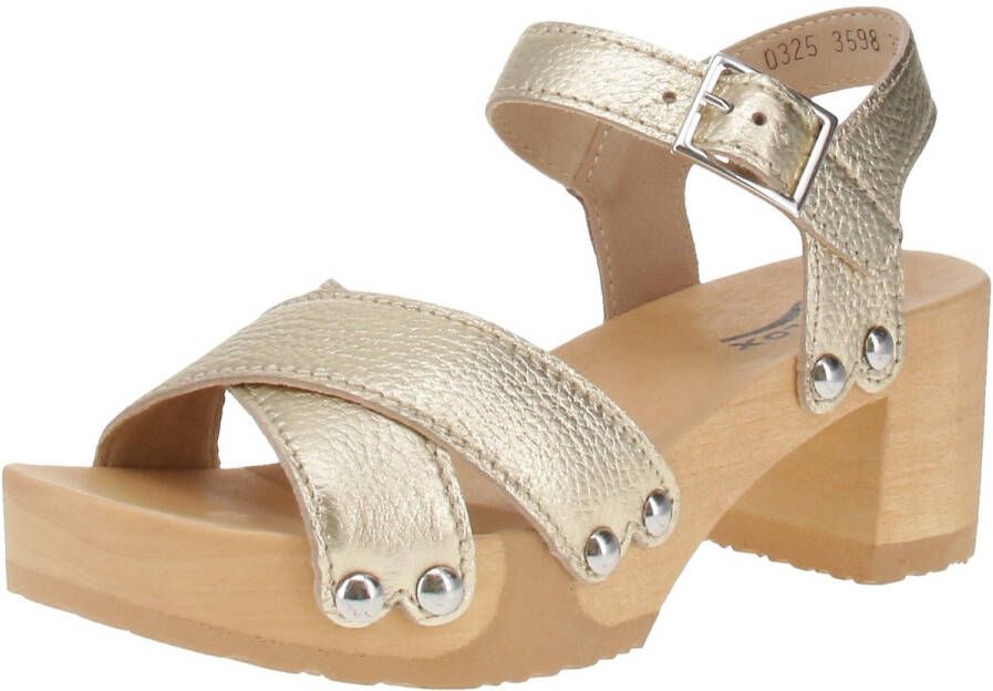 Softclox S3598 Hanne Gladleer Damessandalen 14-goud