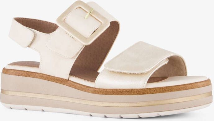 Softline dames sandalen met sleehak beige goud