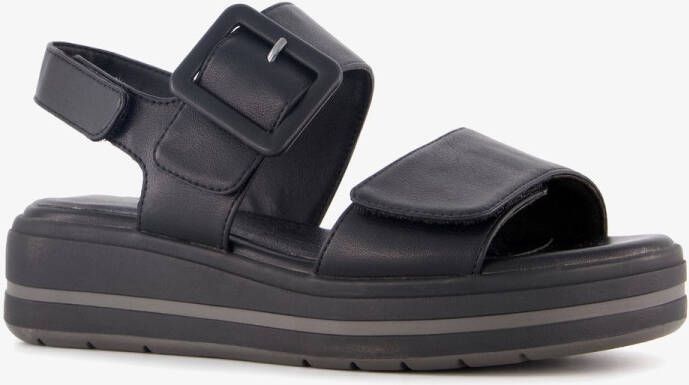 Softline dames sandalen met sleehak zwart