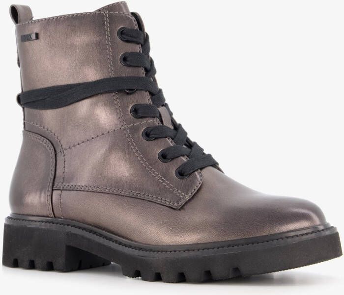 Softline dames veterboots metallic grijs