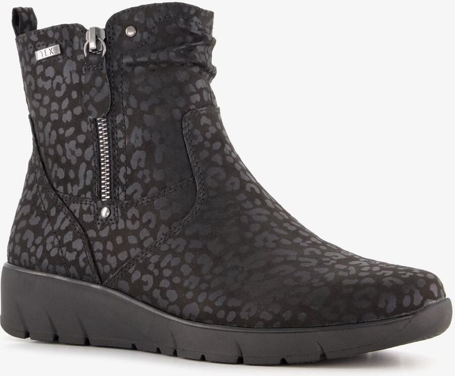 Softline dames enkellaarsjes met H leest luipaardprint Zwart