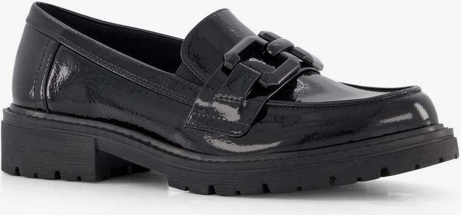 Softline dames lak loafers zwart Uitneembare zool