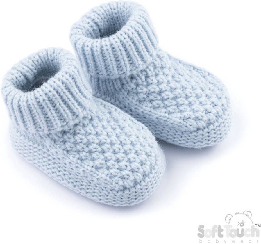 Softtouch Soft Touch Babyslofjes Elegance Ribbed Slof Slofje Baby Blauw ABO712