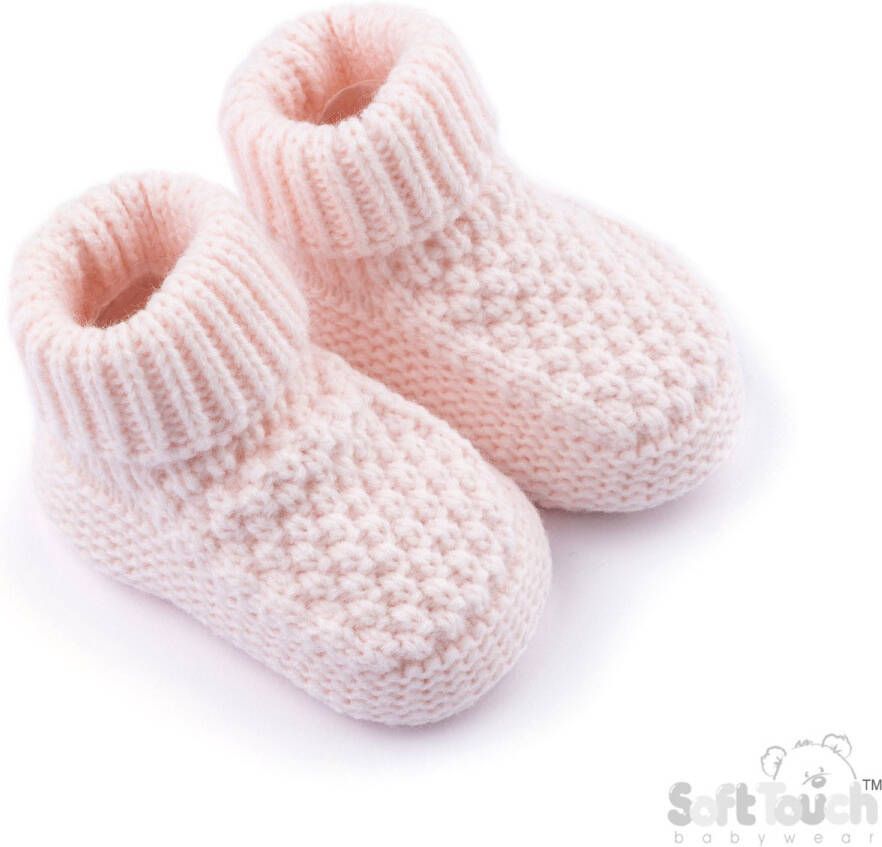 Softtouch Soft Touch Babyslofjes Elegance Ribbed Slof Slofje Baby Roze ABO712