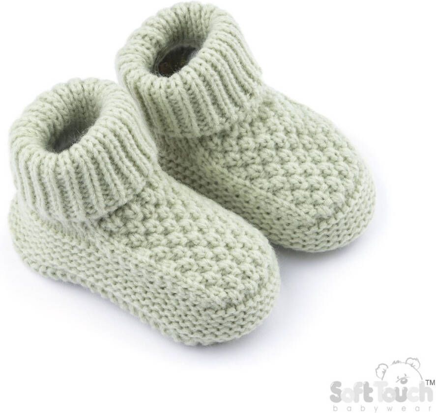 Softtouch Soft Touch Babyslofjes Elegance Ribbed Slof Slofje Unisex Sage Green (saliegroen) ABO712