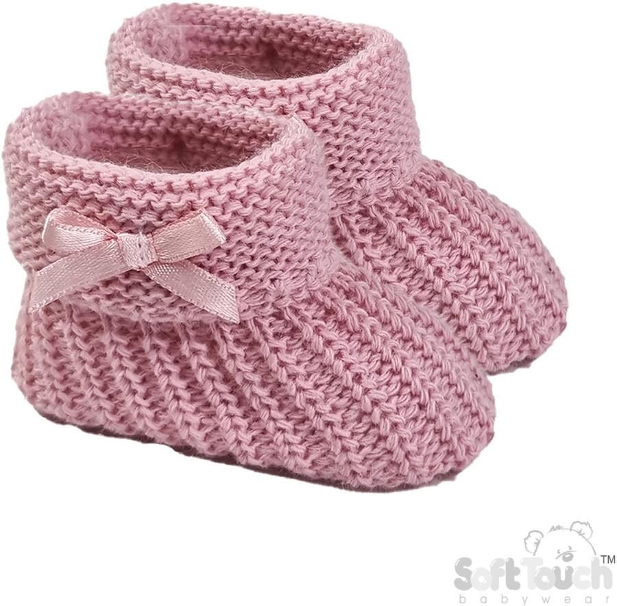 Softtouch Soft Touch Babyslofjes Gebreid Met Strikje (Zijkant) New Born dusty pink