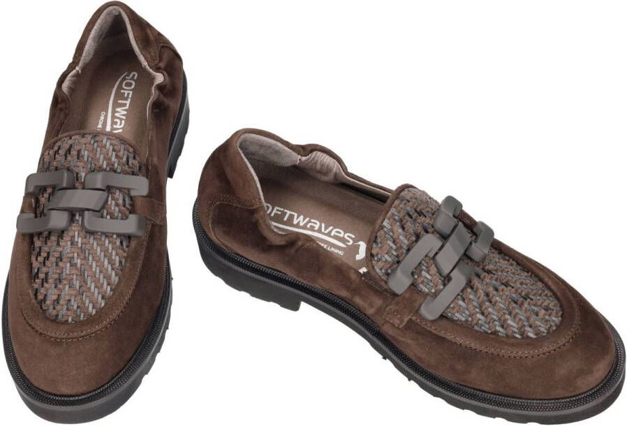Softwaves -Dames bruin donker ballerina's & mocassins