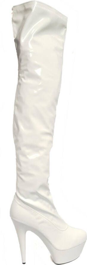 Soisbelle Grote Maten Dijhoge laarzen SB303 White Patent