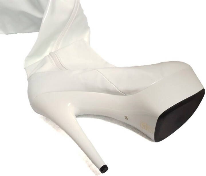 Soisbelle Grote Maten Dijhoge laarzen SB303 White Patent