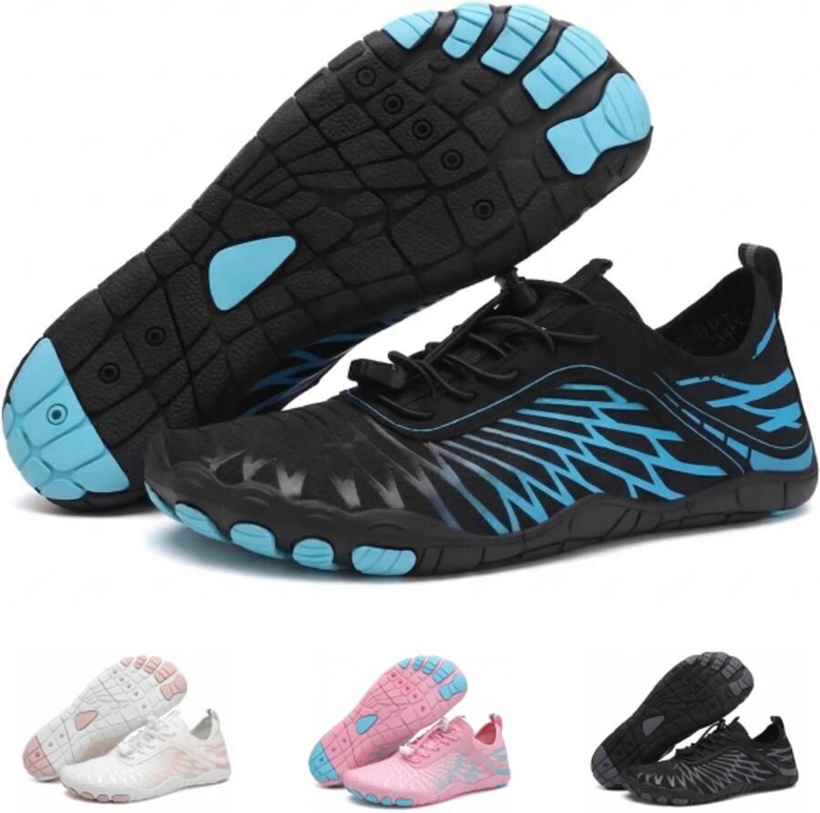 Solfit Barefoot Schoenen & Sportschoenen Sneakers Fitnessschoenen Hardloopschoenen Ade d Knit Textiel Blauw Zwart 38- BAREON