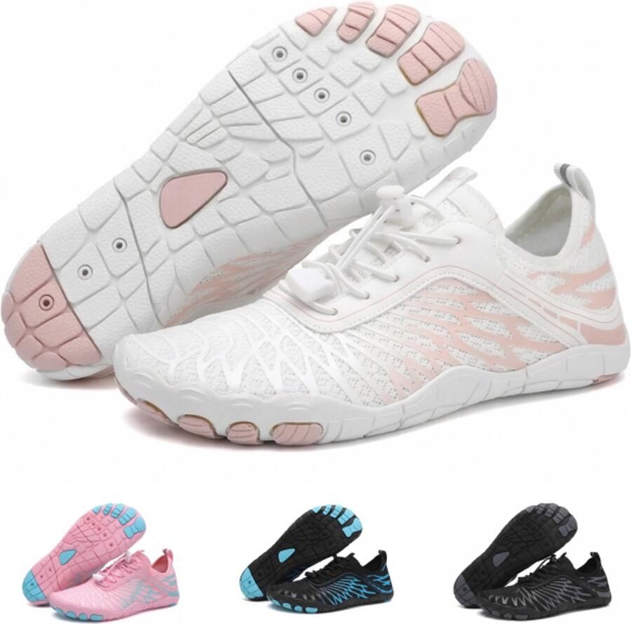 Solfit Barefoot Schoenen & Sportschoenen Sneakers Fitnessschoenen Hardloopschoenen Ade d Knit Textiel Wit Roze 37- BAREON