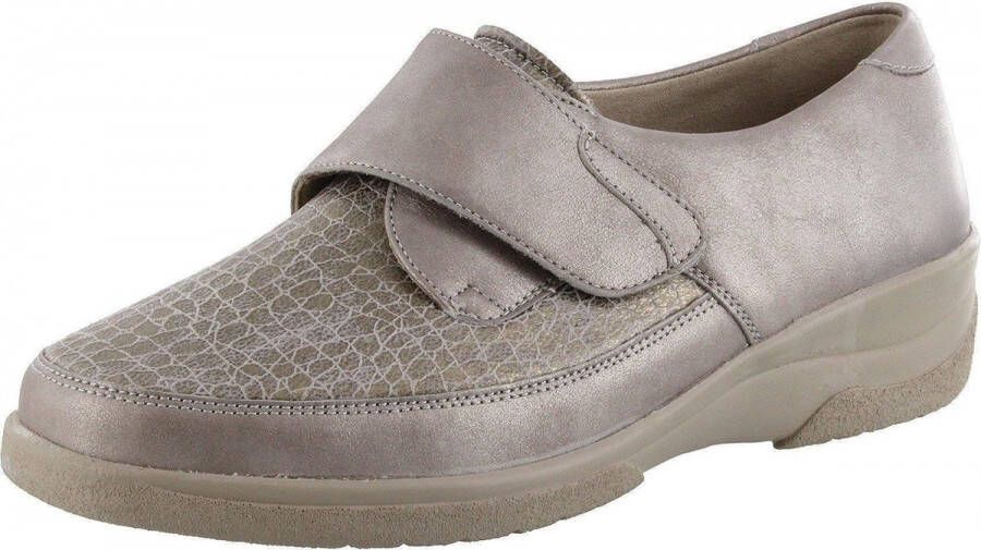 Solidus Solid 40169 Taupe kleurige brede dames klittenbandschoenen