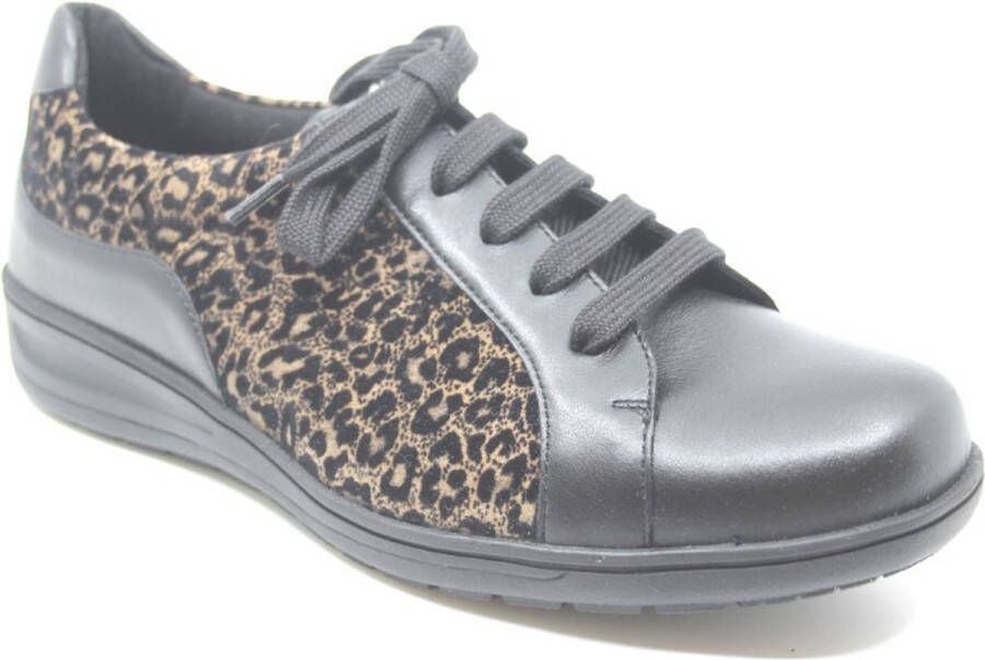 Solid 29091 01102 Zwarte dames veterschoenen met rits