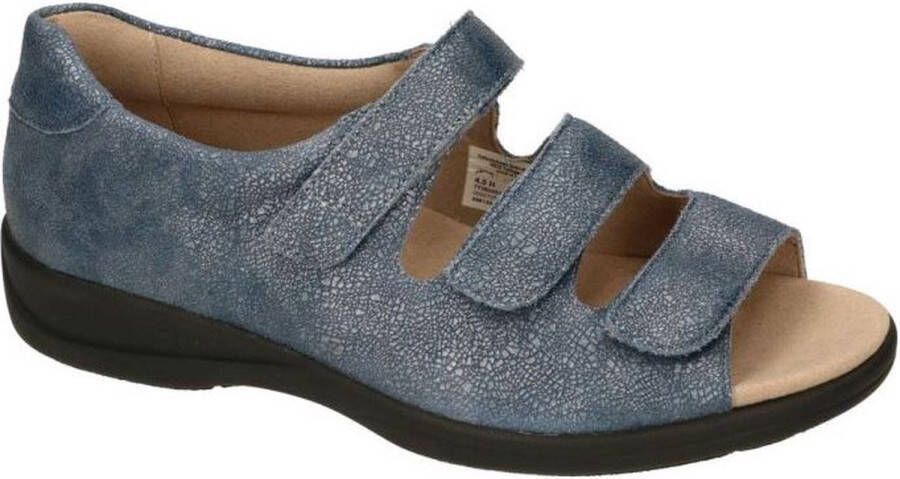 Solidus Solid 80369 Blauwe dames sandaal met dichte hiel wijdte H