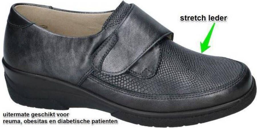 Solidus Solid 20266 Grijze brede klittenband schoen met zachte voering