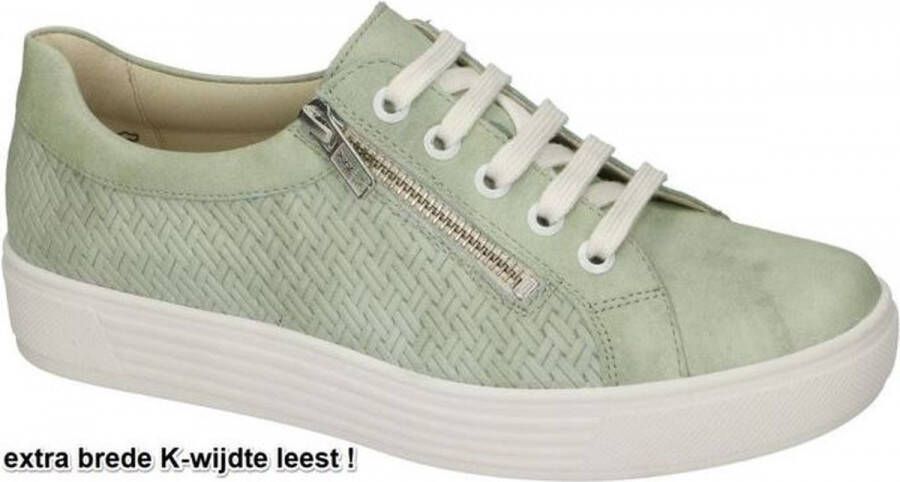 Solidus Solid licht groene dames sneaker met veter- en ritssluiting en een uitneembaar voetbed