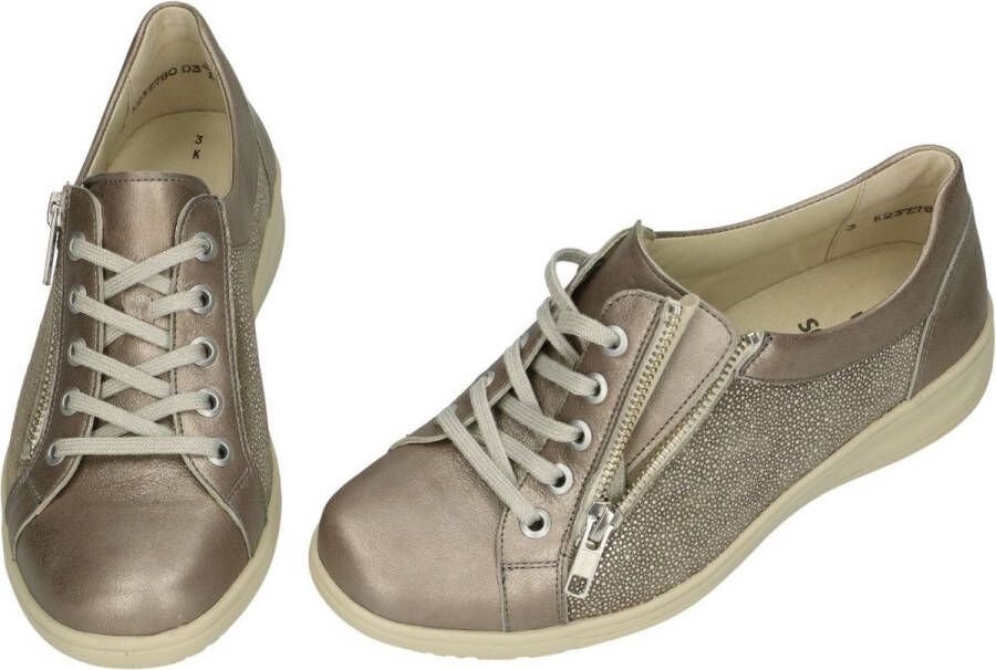 Solidus Solid 40448 Taupe combi brede dames veterschoenen wijdte K