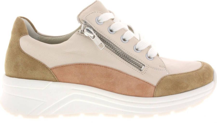 Solidus Solid 30546 Beige combi kleurige brede dames sneakers met rits