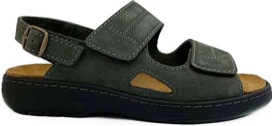 Solidus Solid 20420 Grijs kleurige heren sandalen met klittenband sluiting