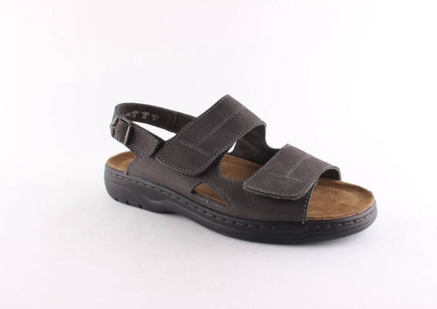 Solidus Solid 20420 Grijs kleurige heren sandalen met klittenband sluiting