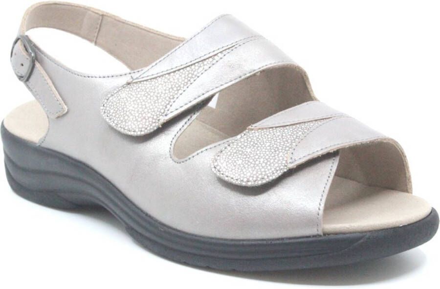 Solidus Solid 40448 Taupe kleurige extra brede dames sandalen