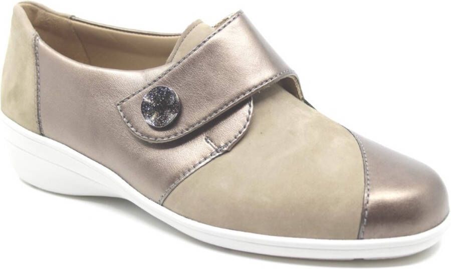 Solidus Solid 40506 Beige combi kleurige dames klittenband schoenen met uitneembaar-voetbed