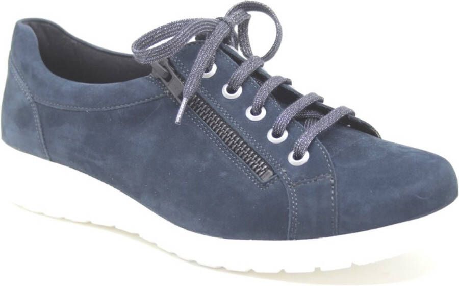 Solidus Solid 80033 Blauwe brede dames sneakers met rits wijdte K