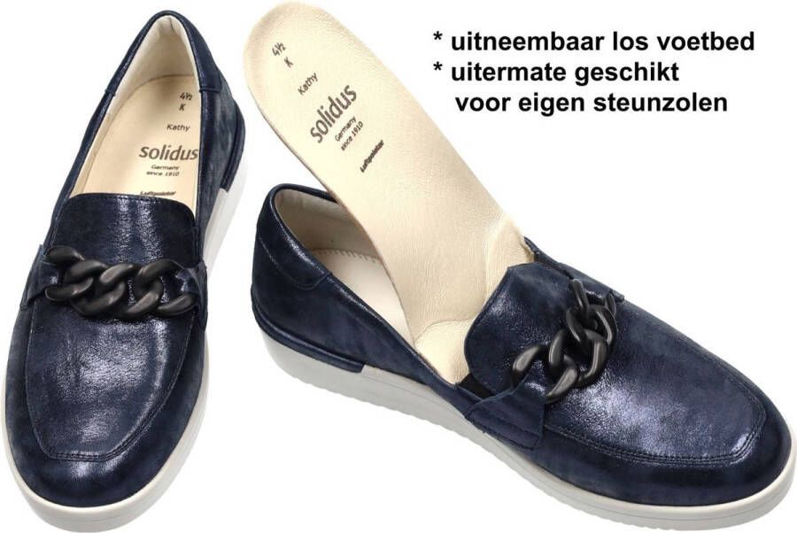 Solidus Solid Dames blauw donker ballerina's & mocassins