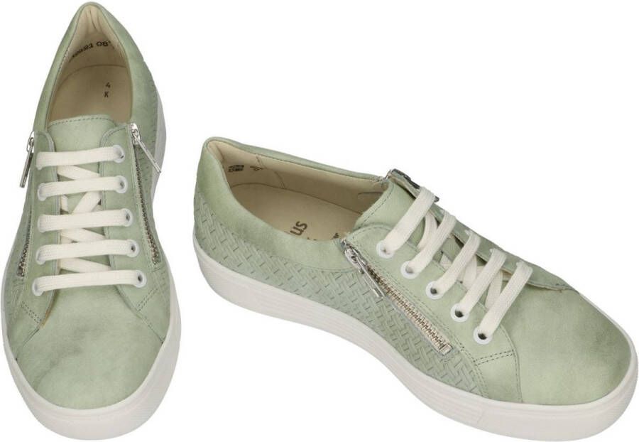 Solidus Solid licht groene dames sneaker met veter- en ritssluiting en een uitneembaar voetbed