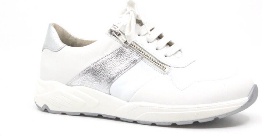 Solidus Solid 10228 Wit combi kleurige brede dames sneakers met rits