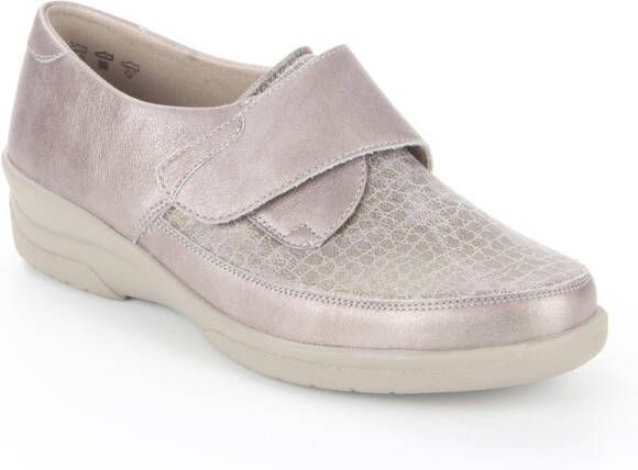 Solidus Solid 40169 Taupe kleurige brede dames klittenbandschoenen