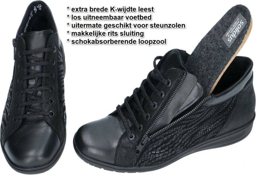 Solidus Dames Veterschoenen Solid -00999 Kate Zwart ½ - Foto 5
