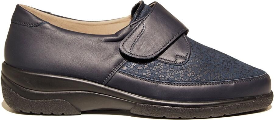 Solidus donkerblauwe leren dames instappers