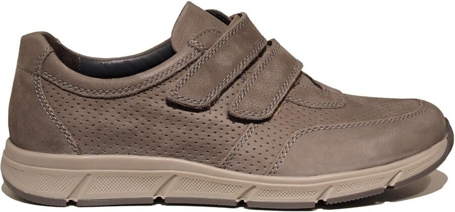 Solidus grijze heren sneakers met klittenbandsluiting