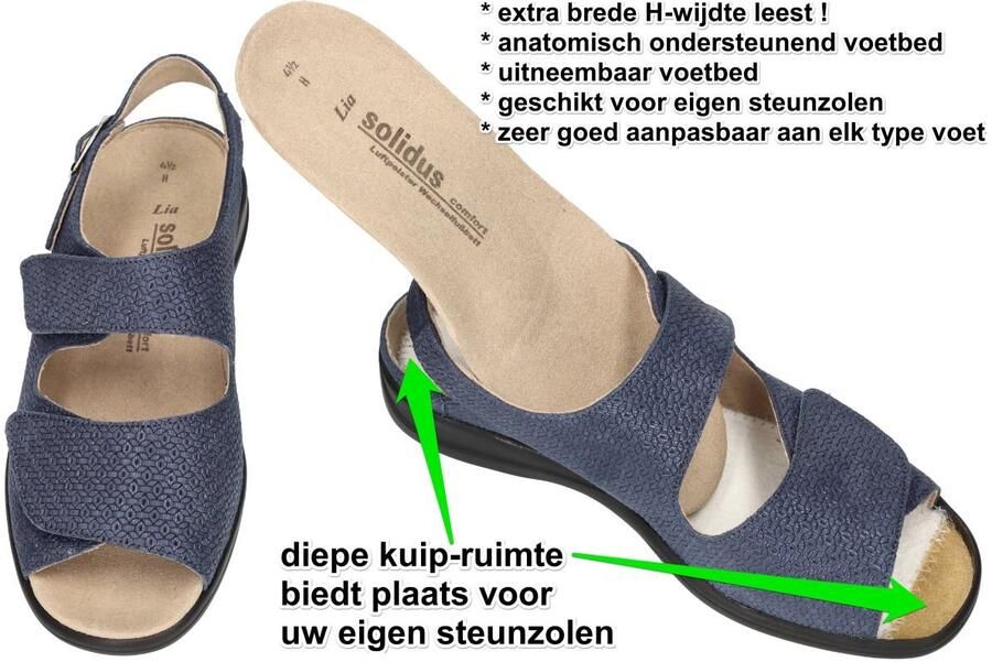 Solidus Solid Dames blauw donker sandalen
