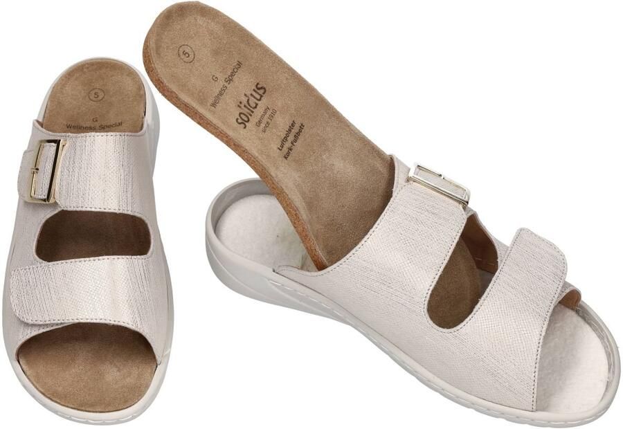 Solidus Solid Dames off-white ecru parel slippers & muiltjes