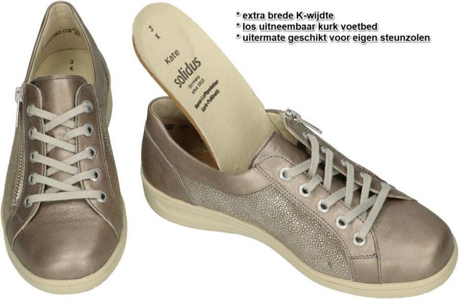 Solidus Solid 40448 Taupe combi brede dames veterschoenen wijdte K - Foto 3