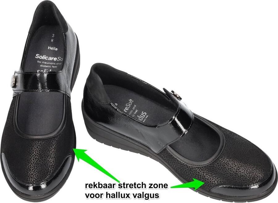 Solidus Solid Dames zwart ballerina's & mocassins