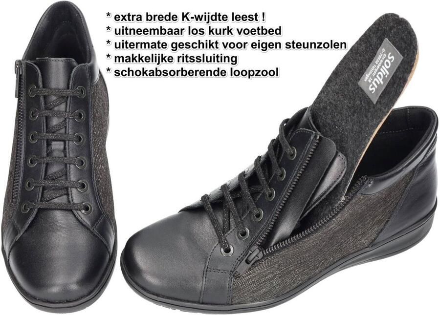 Solidus Solid Dames zwart bottines