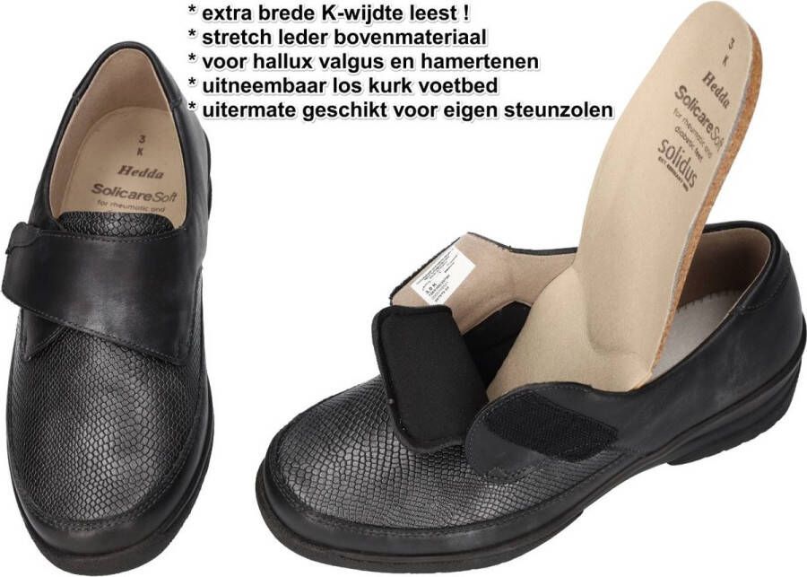 Solidus Solid 20780 Grijze klittenbandschoenen met stretch wijdte K