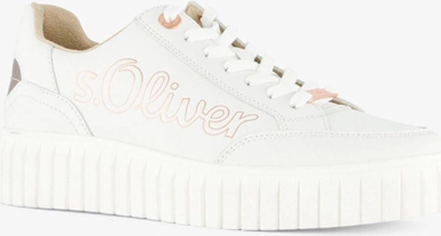 s.Oliver dames sneakers wit rosé Uitneembare zool