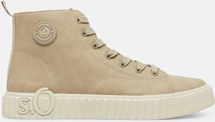 S.Oliver female Hoge sneakers in leerlook met logo-reliëf